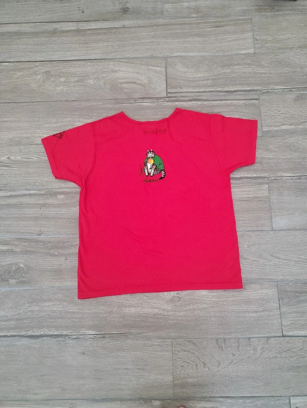 Crazy Shirts 100% cotton red Hawaiian shave ice farmers Kliban cat tee size S